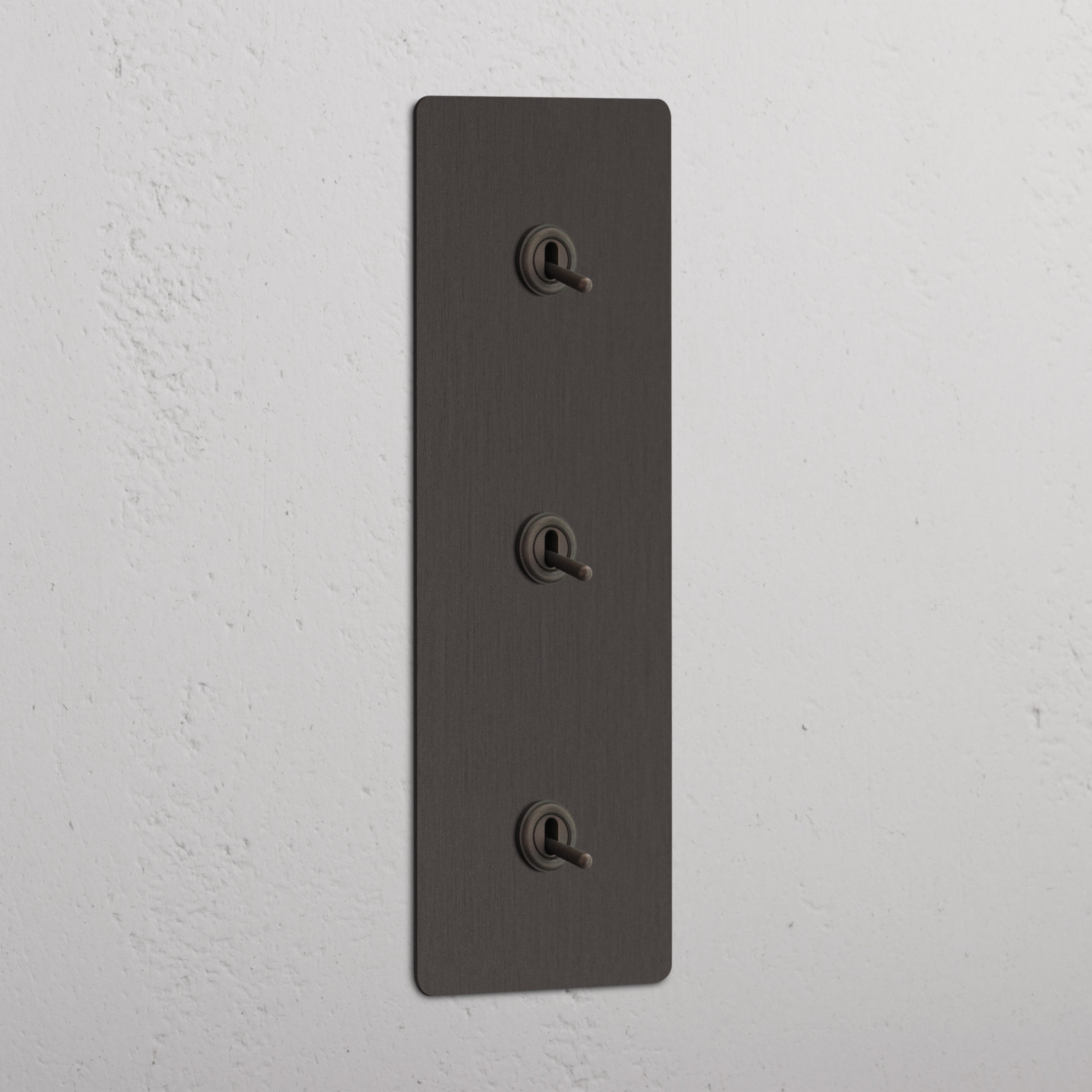 Triple Vertical Toggle Switch in Bronze - User-Friendly Light Control System