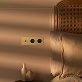 Triple Toggle & 2x Schuko Module Round - Antique Brass Black 