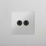 Double Toggle Switch in Clear Bronze for High Functionality on White Background
