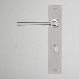 Harper Long Plate Sprung Door Handle & Thumbturn Polished Nickel Finish on White Background right Facing Front View