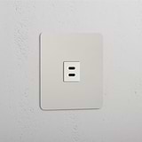 High-Speed Charging Outlet: Single USB 30W Module in Polished Nickel White