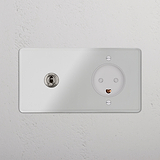 Double Toggle & Danish Module Round - Clear Polished Nickel White 