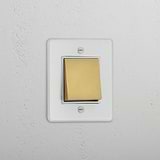 Single Rocker Switch in Clear Antique Brass White - Seamless Light Operation Accessory