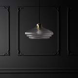 Brookfield Large Pendant Light Fluted Glass - Antique Brass