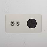 Double 2x Toggle & French Module Round - Polished Nickel Black 