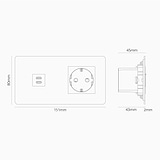 Double USB 30W & Schuko Module Round - Polished Nickel Black