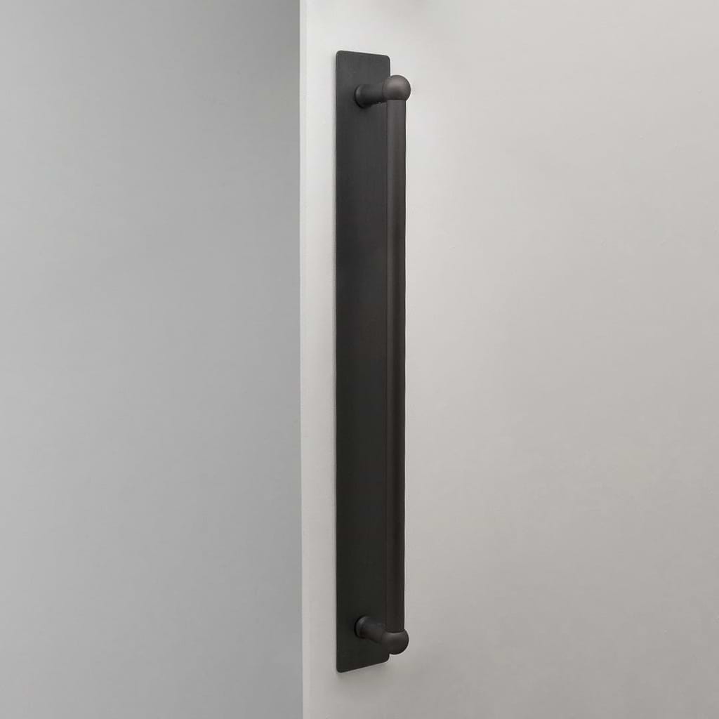 Bronze Harper Single Pull Handle with Plate 500mm on White Background