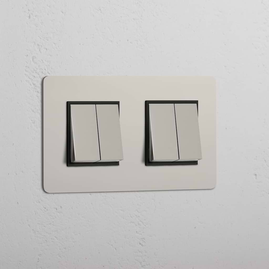 Four-Way Rocker Switch in Polished Nickel Black - High Capacity Quad Control Light Switch