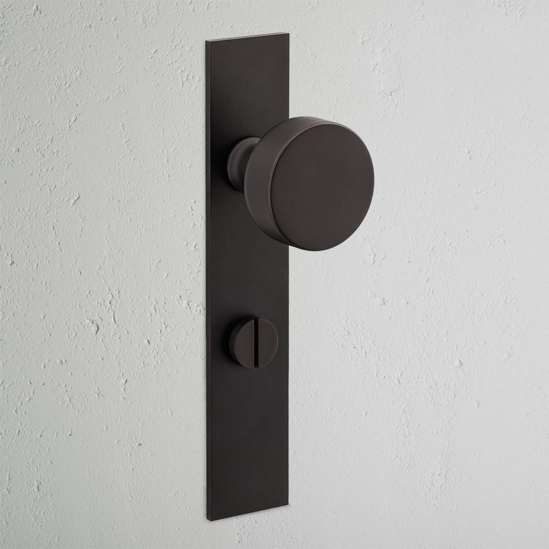 Onslow Long Plate Sprung Door Knob & Thumbturn - Bronze