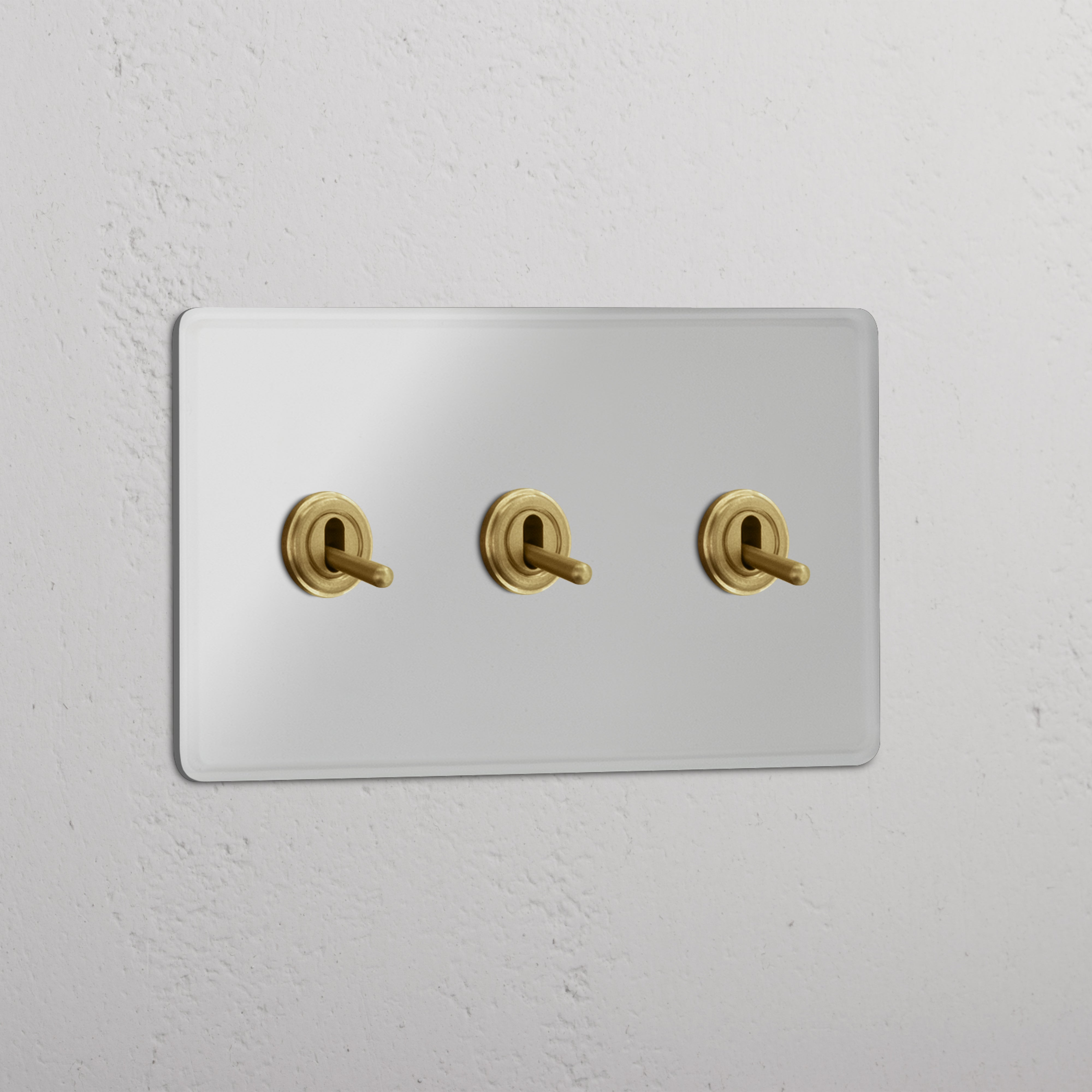 Clear Antique Brass Double Toggle Switch with 3 Positions - Efficient Light Management Solution