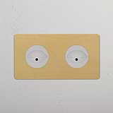 Double 2x Swiss Module Round - Antique Brass White