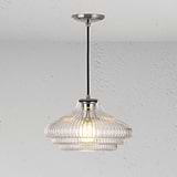 Brookfield Medium Pendant Light Fluted Glass - Polished Nickel