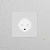 Single Danish Type K Power Module Round in paintable white, perfect for seamless integration as a socket module.
