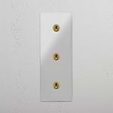 Vertical Triple Toggle Switch in Clear Antique Brass - Efficient Light Management Tool on White Background