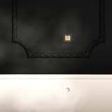 Single rocker switch in paintable antique brass and white, designed for single switches and dimmers.
