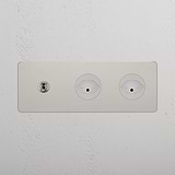 Triple Toggle & 2x Swiss Module Round - Polished Nickel White