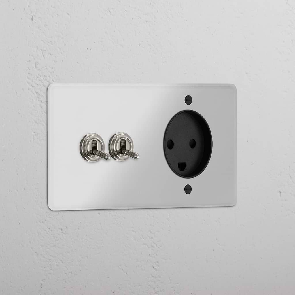 Double 2x Toggle & Danish Module Round - Clear Polished Nickel Black 