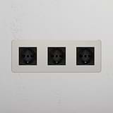 Triple 3x Schuko/Bipasso Module - Polished Nickel Black