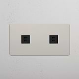Dual USB Charging Accessory: Double USB Power Module in Polished Nickel Black on White Background