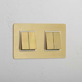 Antique Brass White Double Rocker Switch with 4 Positions - Enhanced Functionality