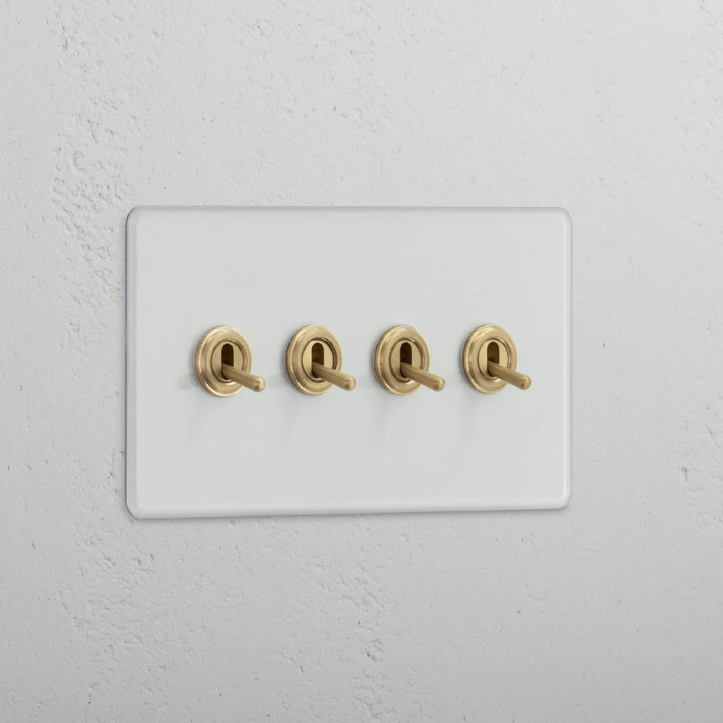 Robust Clear Antique Brass Double Toggle Switch with 4 Positions - Reliable Light Control System