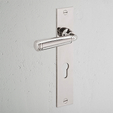 Digby Long Plate Sprung Door Handle & Euro Lock - Polished Nickel
