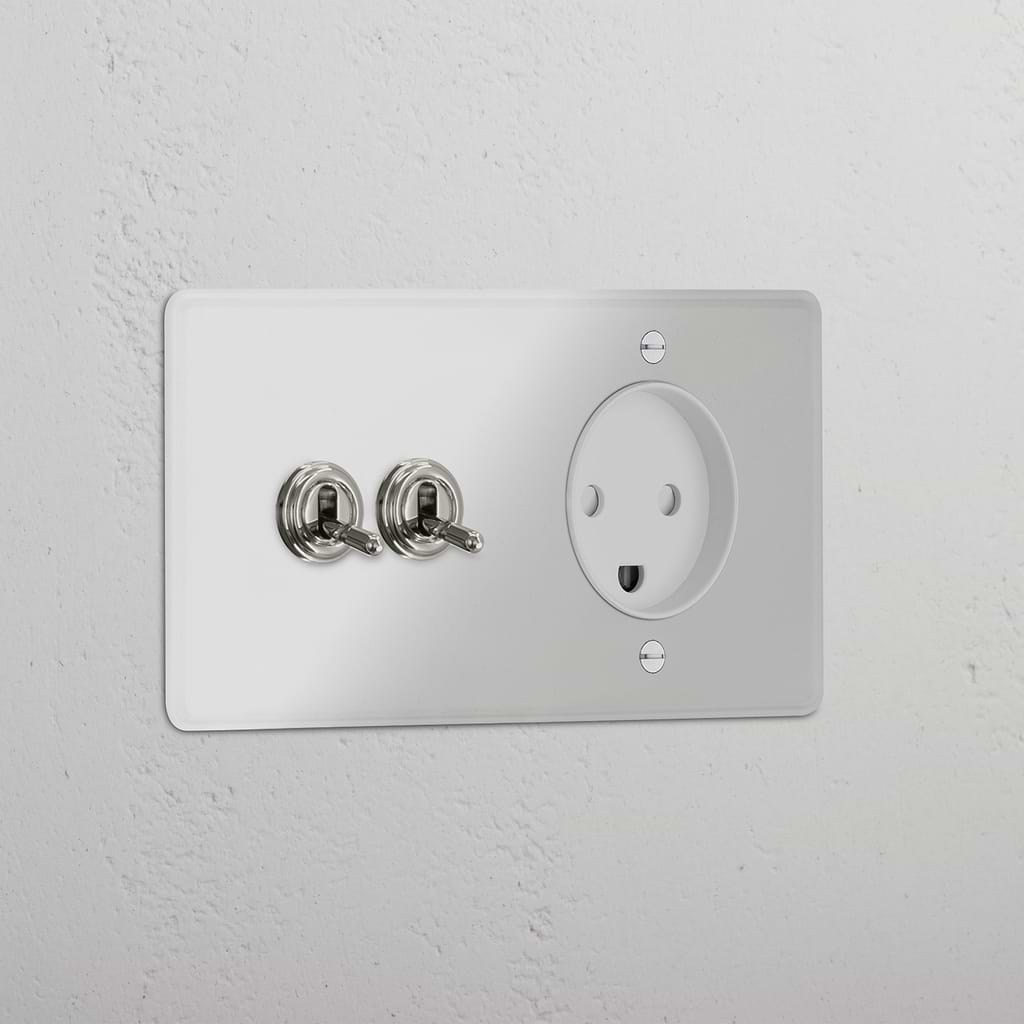 Double 2x Toggle & Danish Module Round - Clear Polished Nickel White 