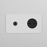 Double Toggle Switch + Schuko Type F Module with Paintable Bronze Black Finish – Double Sockets & Modules.