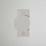 Onslow Short Plate Sprung Door Knob Polished Nickel Finish on White Background right Facing Front View