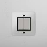 Reliable Dual-Function Single Rocker Switch in Clear Polished Nickel Black - Functional Lighting Tool on White Background