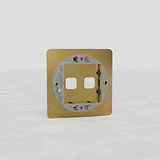 Double Slot Single Switch Plate in Antique Brass - Classic European Decor Item on White Background