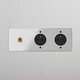 Triple Toggle & 2x French Module Round - Clear Antique Brass Black 