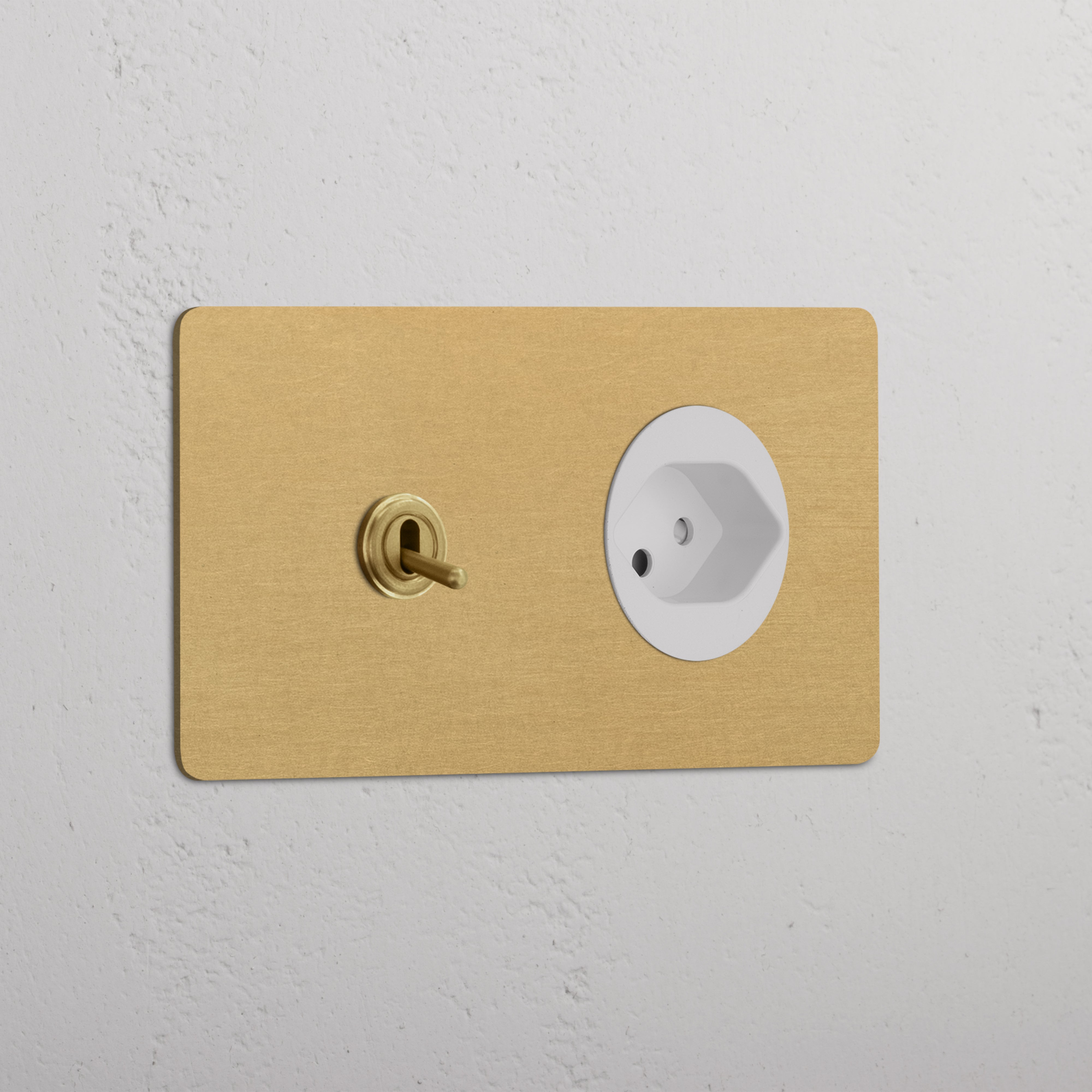 Double Toggle & Swiss Module Round - Antique Brass White