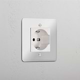 Single Schuko/Bipasso Module - Clear White on White Background