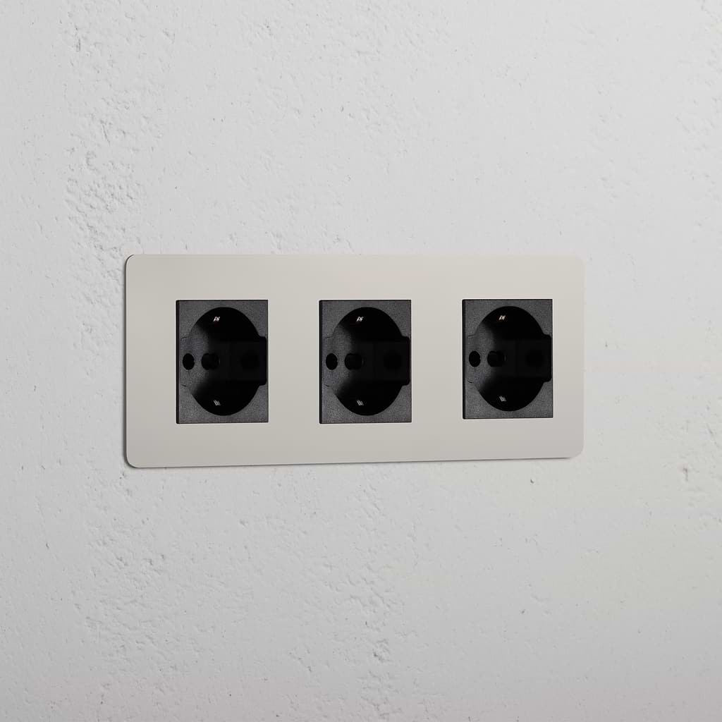 Triple 3x Schuko/Bipasso Module - Polished Nickel Black