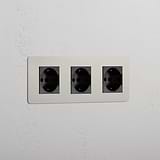 Triple 3x Schuko/Bipasso Module - Polished Nickel Black