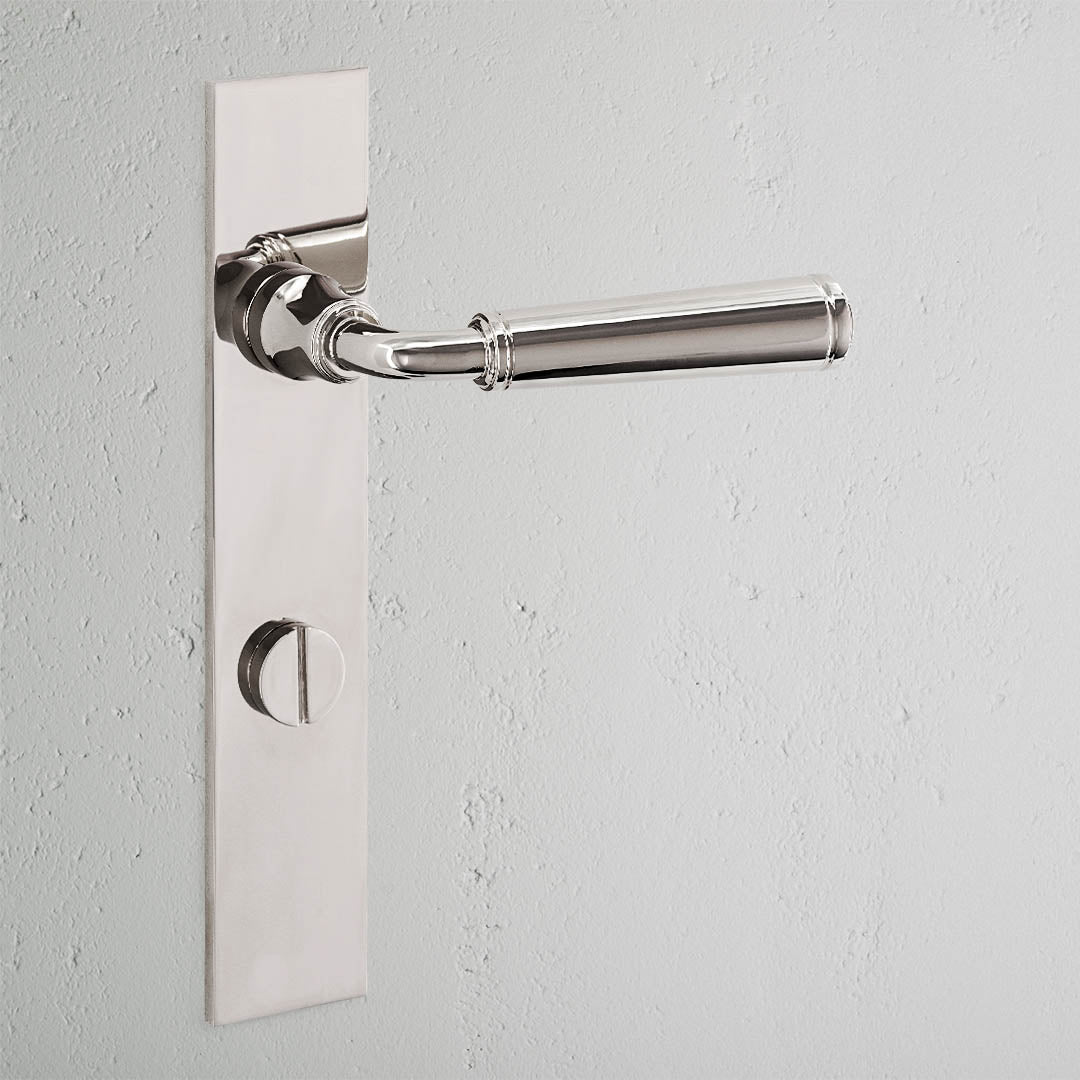 Digby Long Plate Sprung Door Handle & Thumbturn - Polished Nickel