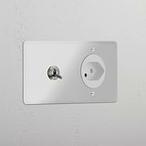 Double Toggle & Swiss Module Round - Clear Polished Nickel White 