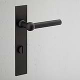 Harper Long Plate Sprung Door Handle & Thumbturn Bronze Finish on White Background