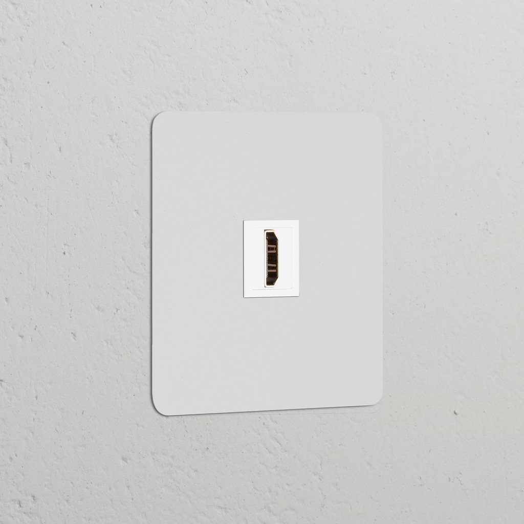 Single HDMI Module in paintable white finish for wall installation, part of the Single Sockets & Modules series.