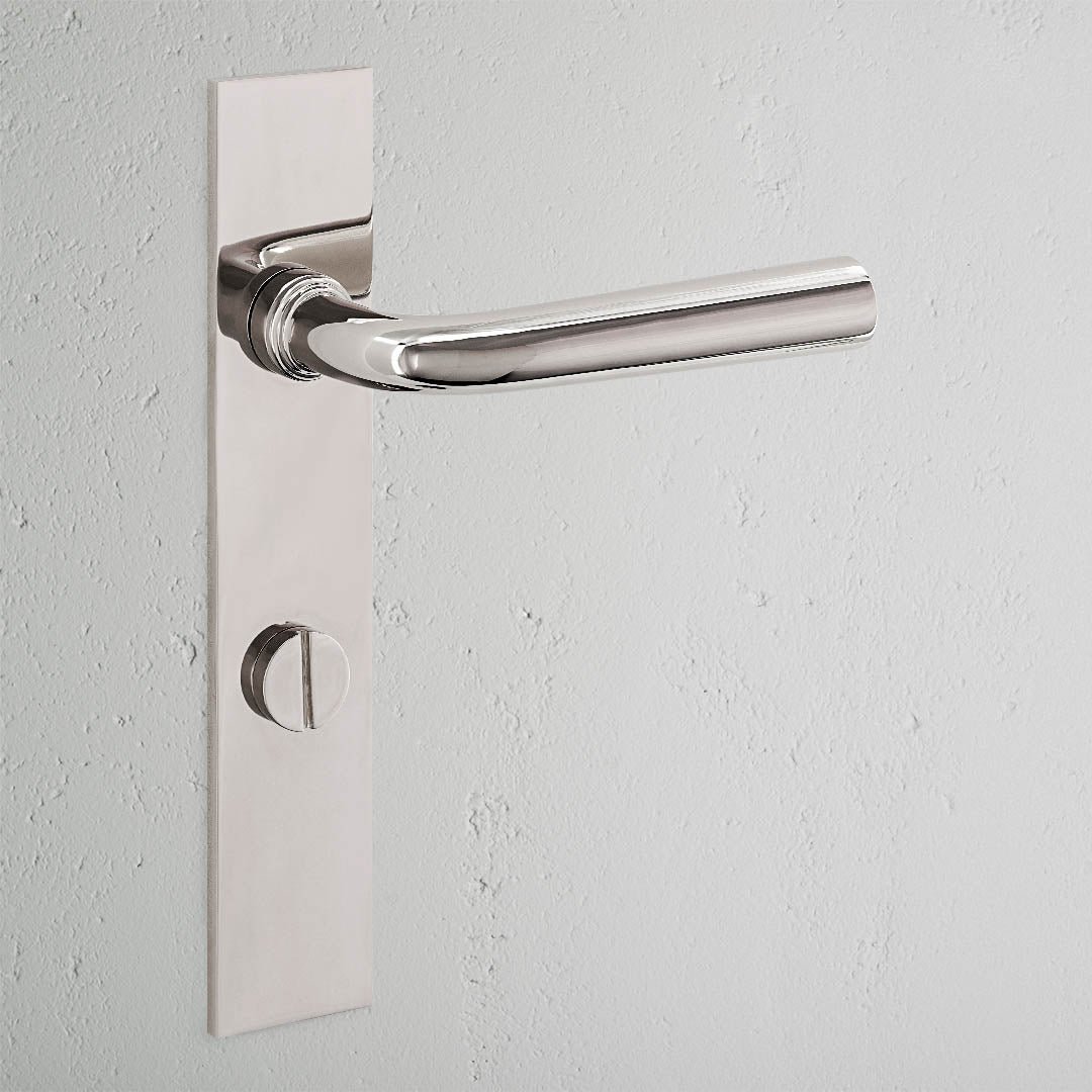 Apsley Long Plate Sprung Door Handle & Thumbturn - Polished Nickel