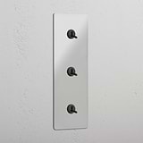Vertical Triple Toggle Switch in Clear Bronze - User-friendly Light Management System