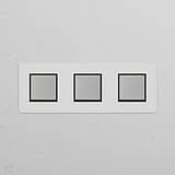 Triple 3x rocker switch panel in paintable polished nickel black finish, designed for Triple Switches & Dimmers.