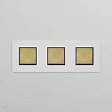 Triple 3x Rocker Switch in antique brass with black accents, paintable, for use with triple switches & dimmers.