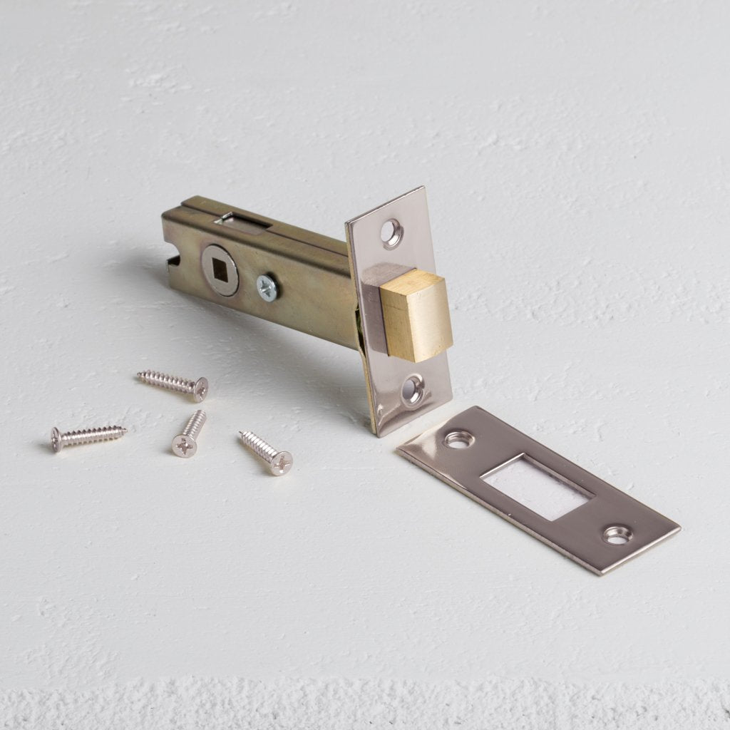 Polished Nickel Bathroom Lock 60mm on White Background