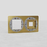 Classic Double Keystone & Switch Plate in Antique Brass - European Style Decor on White Background