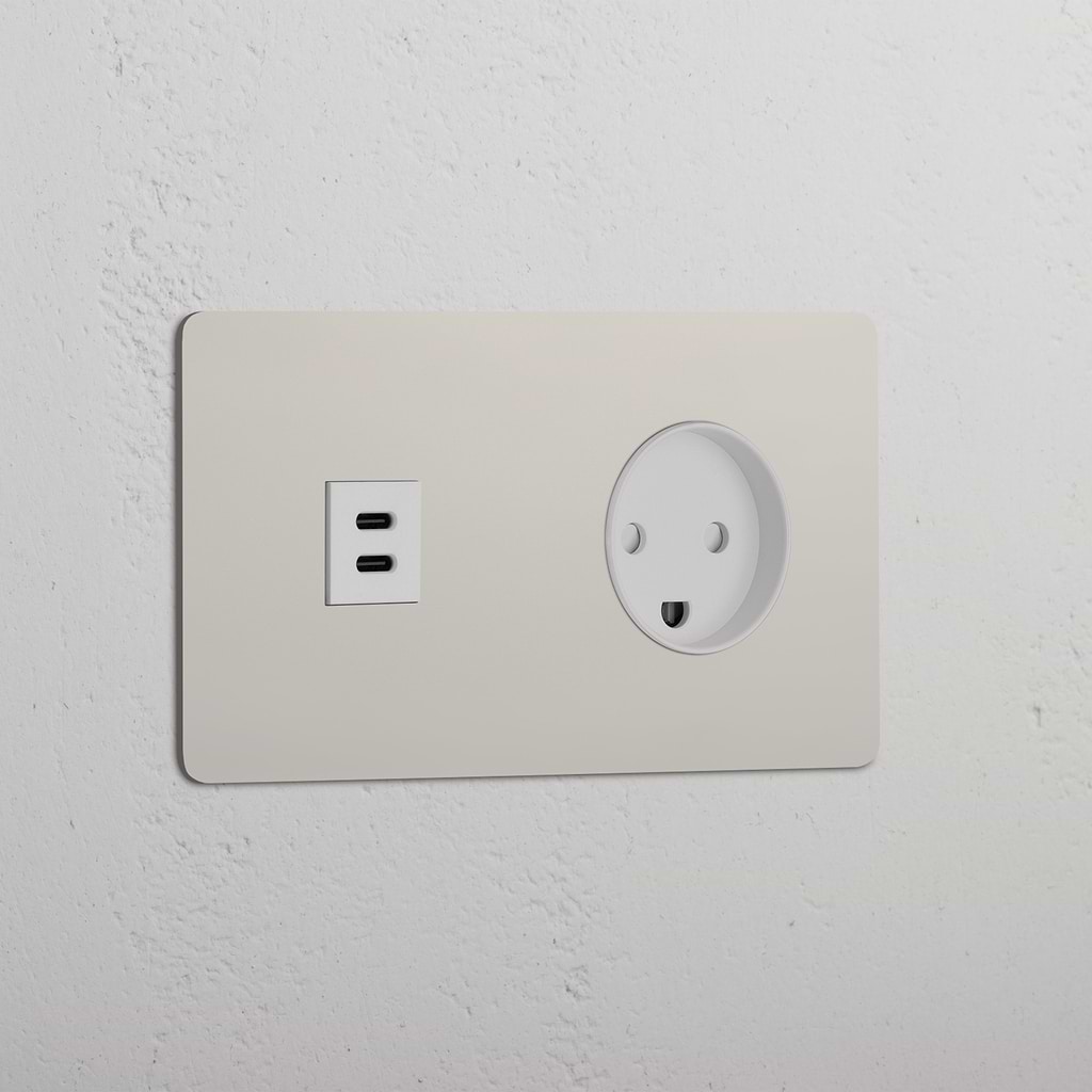Double USB 30W & Danish Module - Polished Nickel White