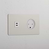 Double USB 30W & Danish Module - Polished Nickel White