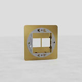 Single Switch Plate with Double Keystone in Antique Brass - Vintage European Home Accessory on White Background