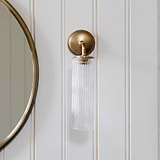 Claremont Small Wall Light Fluted Glass - Antique Brass